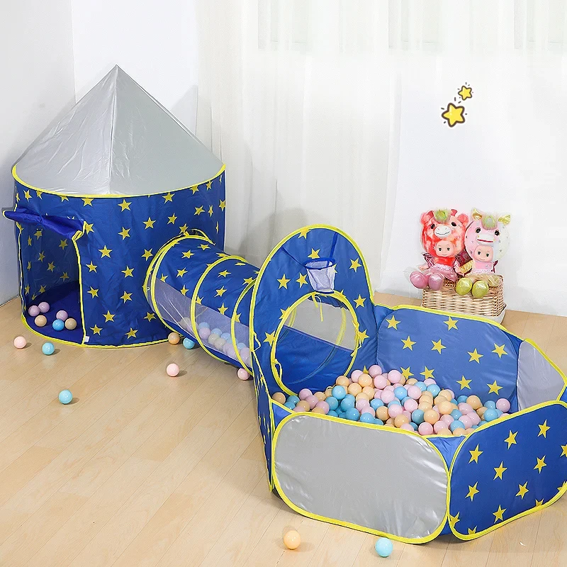 3 in 1 Portable Spaceship Tent Baby Tunnel Toy Tent Baby Balls Pool Wigwam for Children Campaign Tent Baby Playpen 2