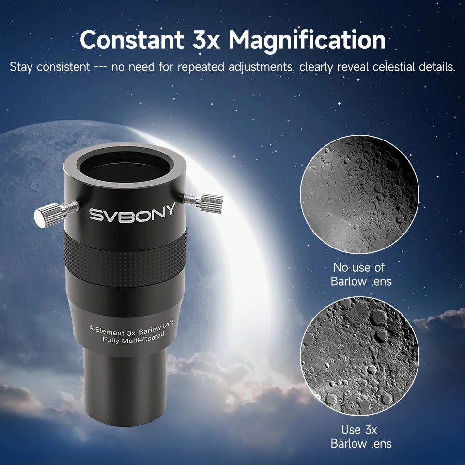 Magnification Telescope Barlow Lens Use Inch Telescope Eyepiece