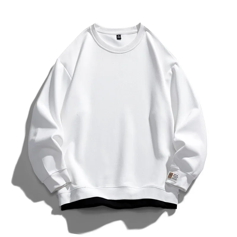 New Sweatshirt Men's Harajuku Promo  Streetwear Baggy Crewneck One Piece Solid Loose Pullover Unisex  Fashion Tops