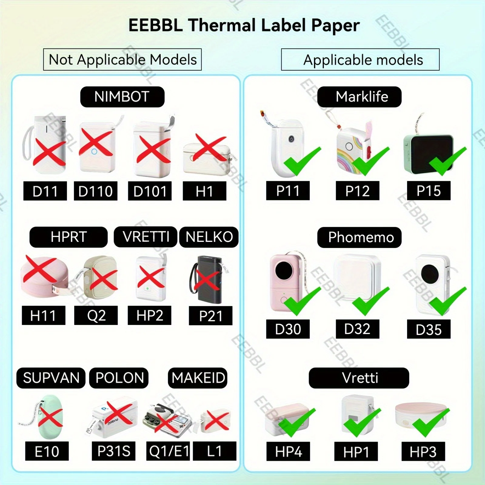 12 X 40 Mm Thermal Label Tape, Label Printer Tape, Suitable for Label Printers P15/D30/D32/D35/L11