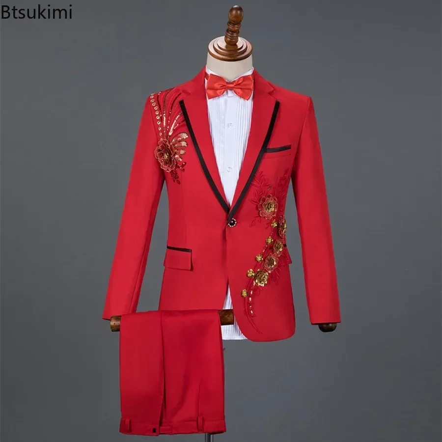 2PCS Men Wedding Groom Tuxedo Suit and Pants