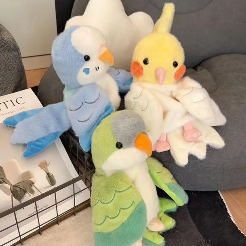 Parrot Plush Hand Puppets Lifelike Parrot Stuffed Animal Plush Role Play Interactive Toy for Storytelling Teaching hand Puppet