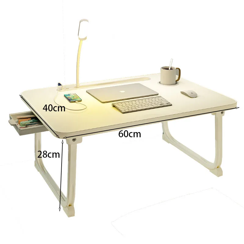 Laptop Desk for Bed Lap Desk with LED Ligh, Laptop Bed Tray Table, Foldable Lap Tablet Table with Storage Drawer