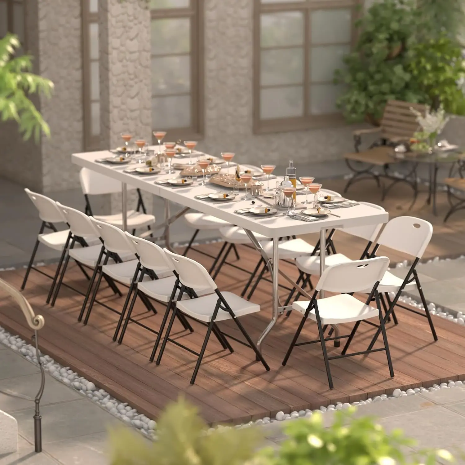 650 Weight Limit Heavy Duty Plastic Folding Chair with Reinfoced Steel Frame for Indoor and Outdoor, Wedding, Party, Restaurant 5