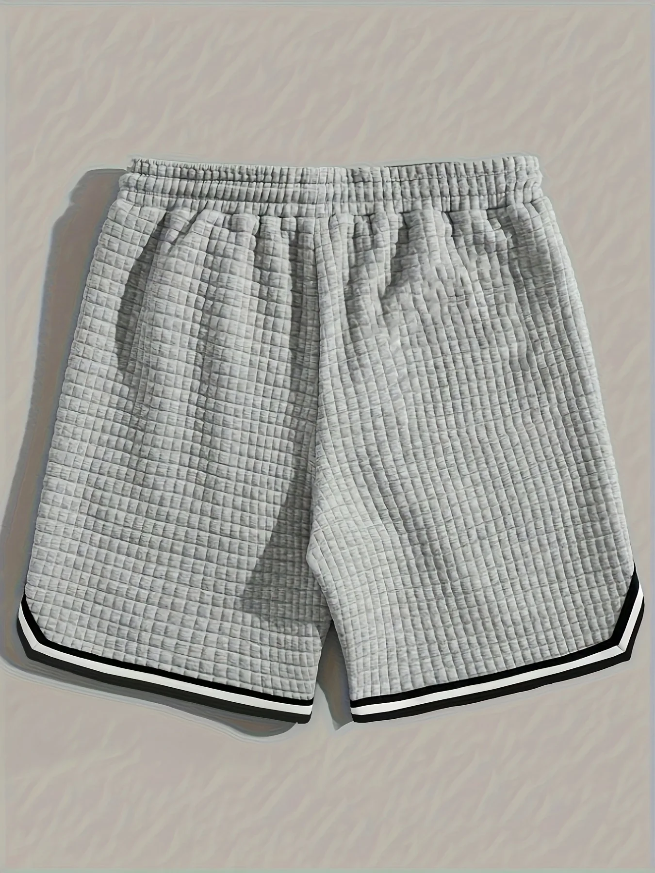 Herren Gestreifte Jacquard Freizeitshorts Sommer Einfarbige Coole Hosen Laufshorts Fitness Jogging Sportbekleidung Herren Sport Kurze Hose – Detail 12