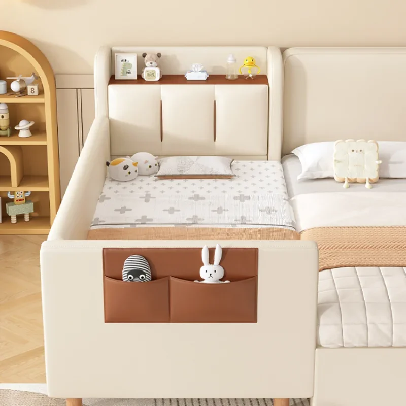 Children's Small Splicing Large Bed with Guardrail Widened Splicing Side, Newborn Baby Crib Baby Bassinet