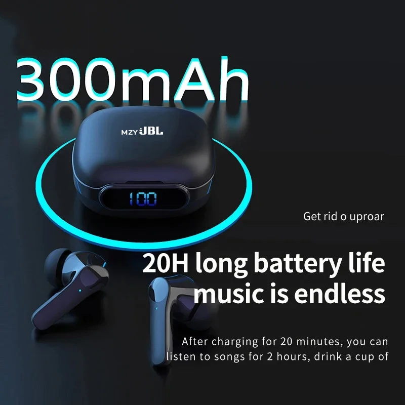 

MZYJBL T18 Bluetooth Earphones Noise Cancelling TWS Wireless Earbuds Handsfree Wireless Earbuds Dual HD Mic Headset LED Display