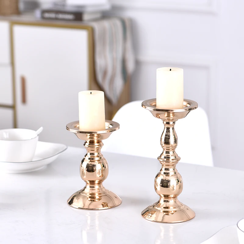 

Luxury Black Candles Table Pillar Base Alloy Metal Golden Candl Candl Stick European Centro De Mesa Flower Kaarshouder Decor