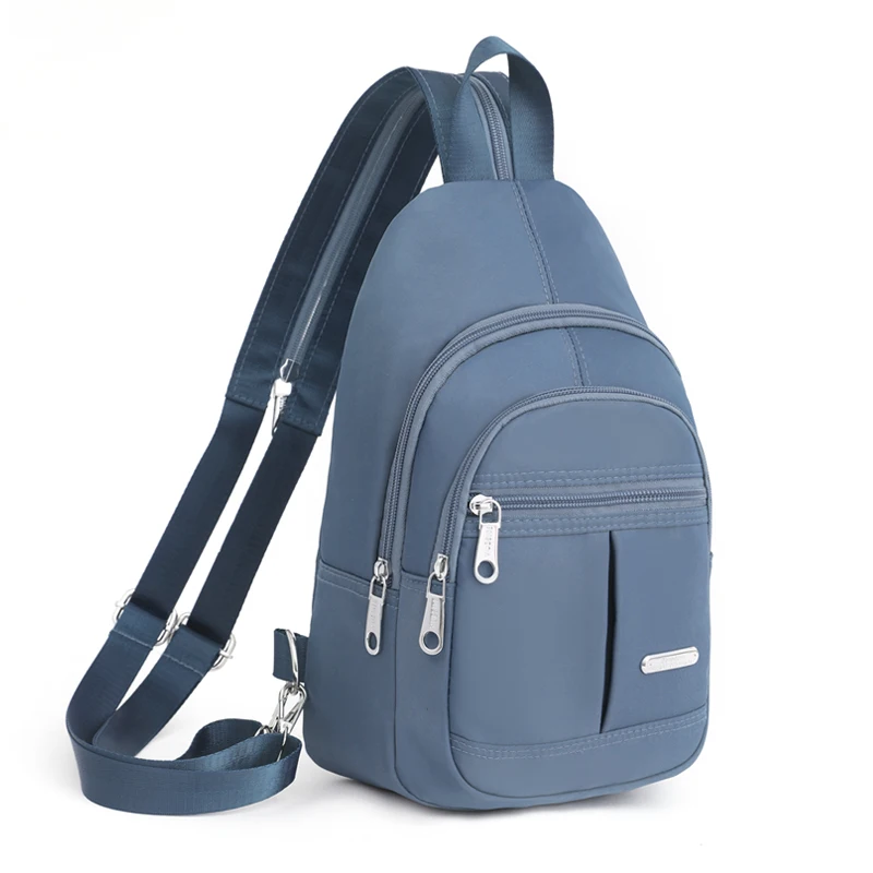 Sports chest bag, multifunctional sloping shoulder backpack with multiple zipper compartments, riding side backpack, suitable fo