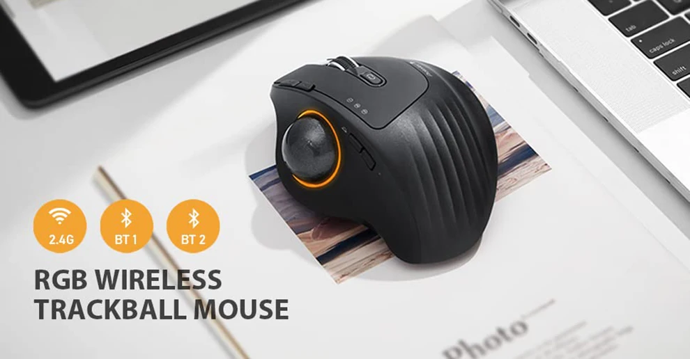 SeenDa 2.4G Bluetooth Rechargeable Mice Adjustable DPI 3 Device Connection RGB Wireless Trackball Mouse for PC Laptop iPad Mac cheap computer mouse