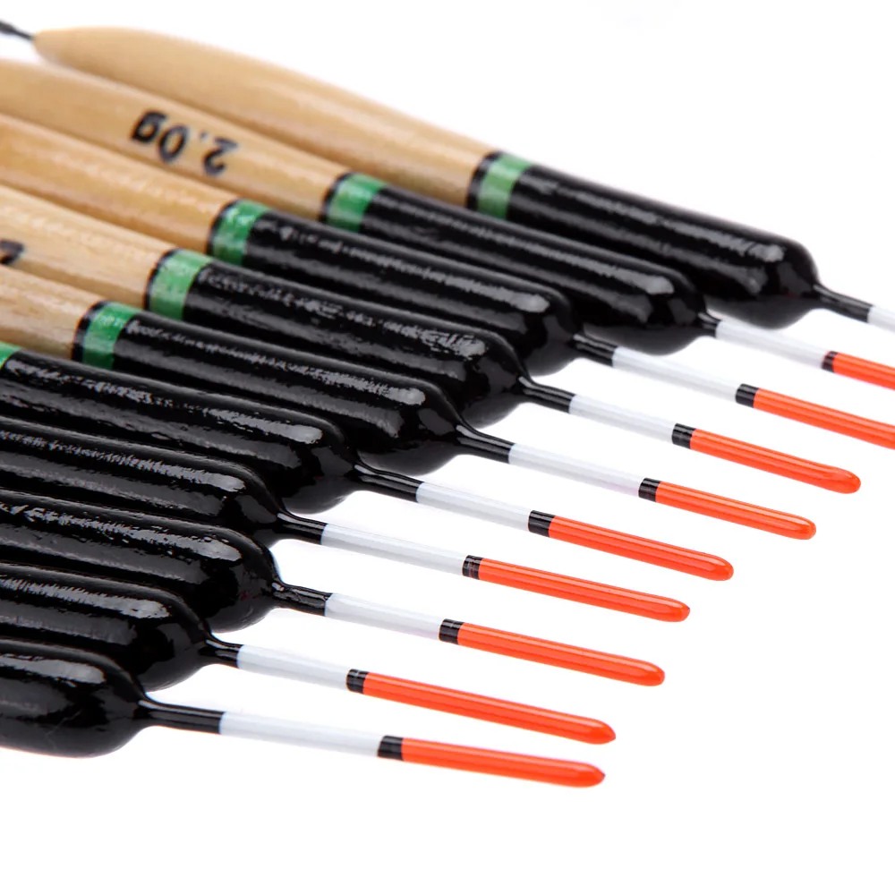 Lixada 10Pcs 2g Fishing Floats Paulownia Wood Outdoor Float Fishing Tackle Tools