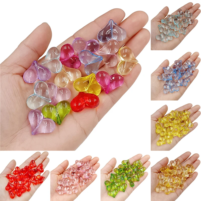 

10Pcs 17 * 22mm Acrylic Transparent Heart Beads Jelly Colored DIY Cute Earrings Necklace Bracelet Craft Jewelry Keychain