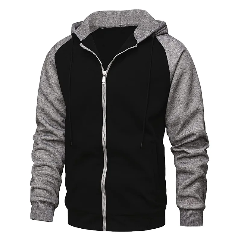 2024 New Men's Zip-Up Color Block Hoodie with Casual Stylish