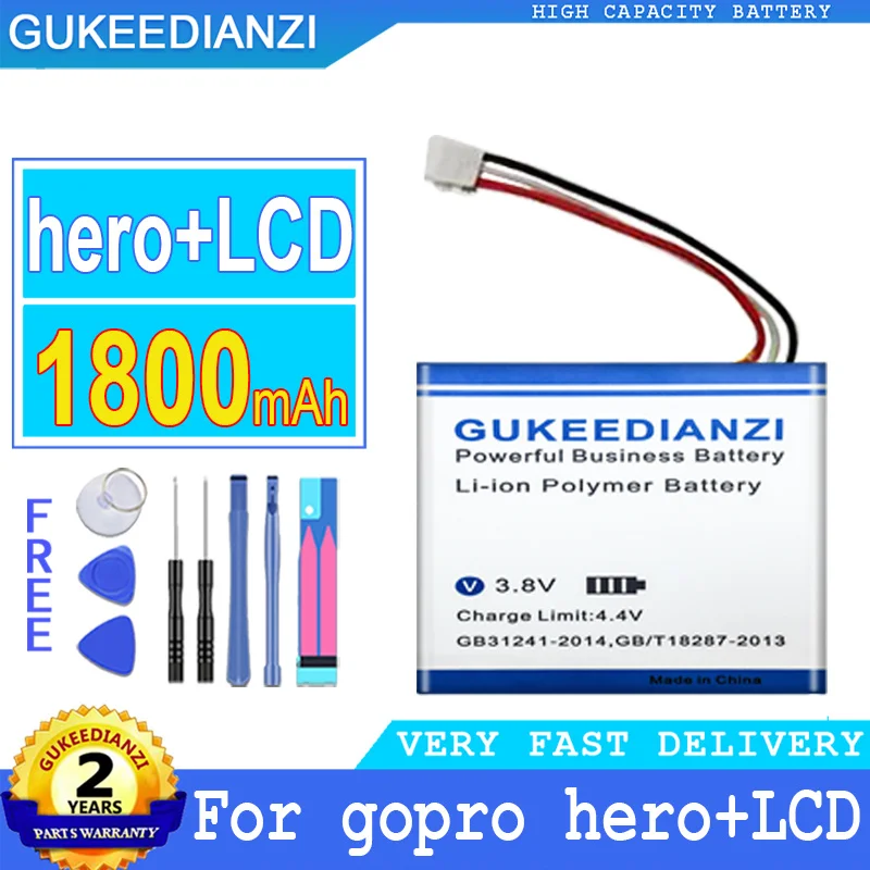 

1800mAh GUKEEDIANZI Battery CHOHB-101 For gopro hero + LCD action camera Big Power bateria