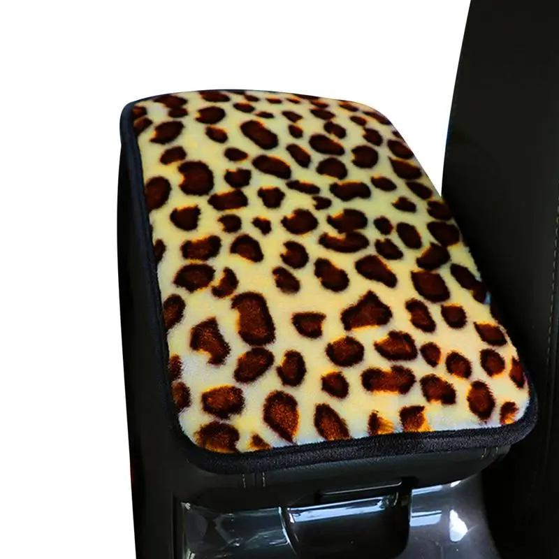 

Car Armrest Cover Mat Short Plush Leopard Grain Print Pattern Center Console Cover Pads Auto Styling Interior Accessories