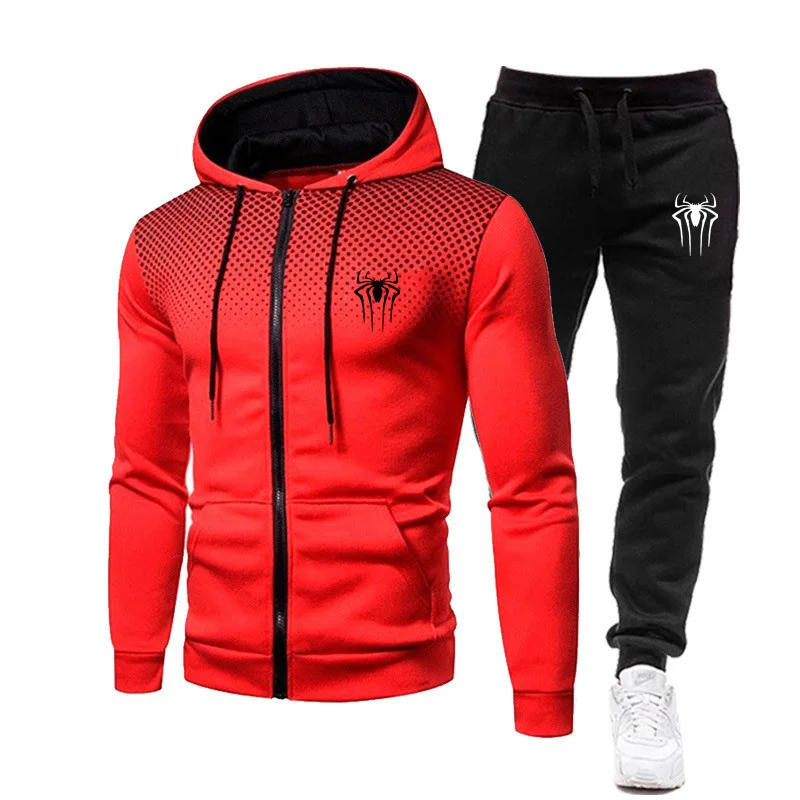 

New Men's Zippered Jacket Hooded Pullover Sports Pants Sports Casual Jogging Sportswear 2-piece Set for Men's Street Wear ZZ