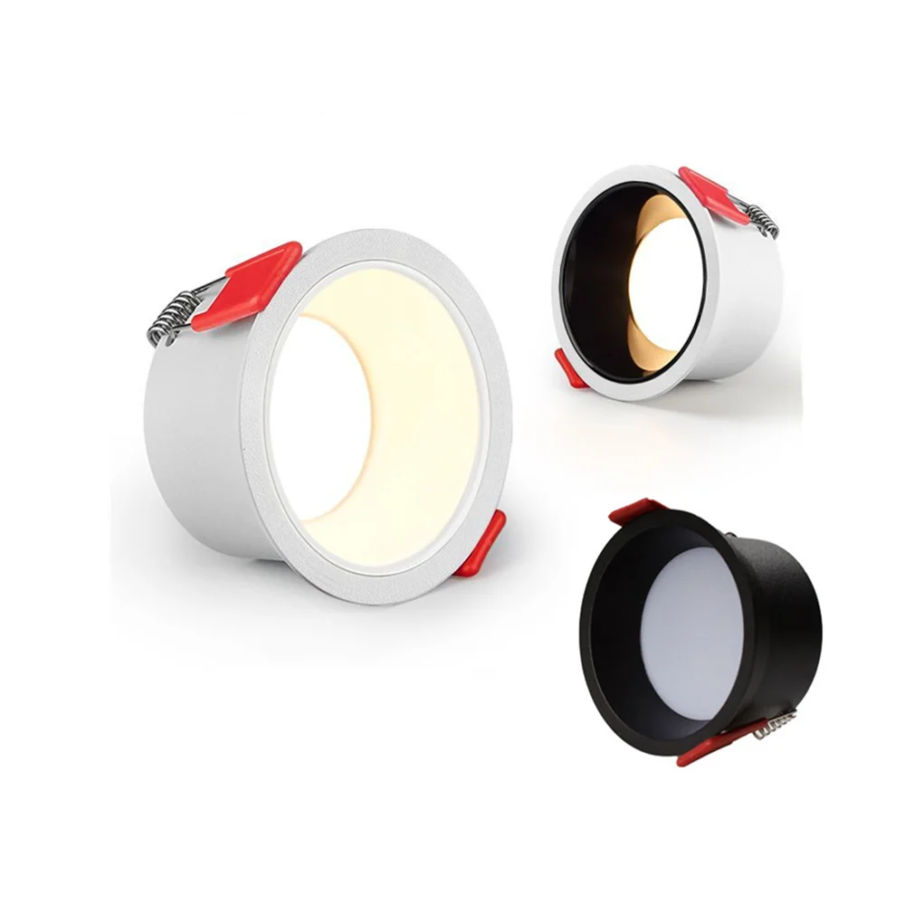 Round Anti-Glare Led SMD2835 Recessed Downlights 7w 12w 15w 18W Dimmable 110v 220v Ceiling Lamp Spotlights For Indoor Lighting