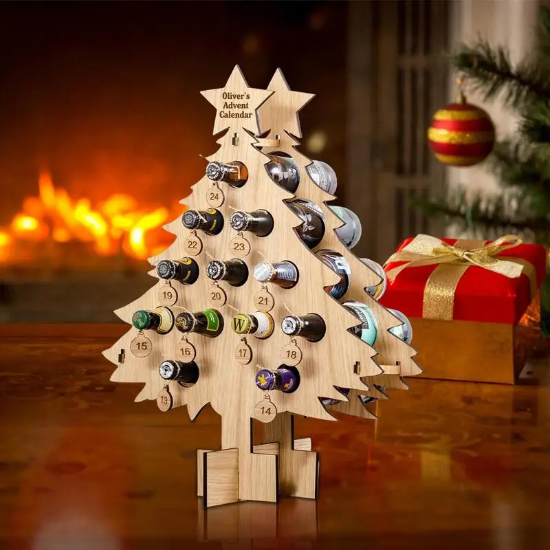 

Christmas Tree-Adult Advent Holiday Wine Rack Spirits Gifts Christmas Decoration Home Calendars Decor for Home Storage Wine