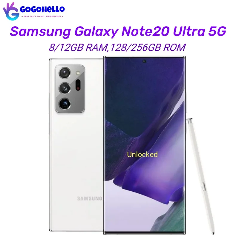 

98% New Original Samsung Galaxy Note20 Ultra 5G N986U/U1 6.9" 12GB RAM 128/512GB ROM Snapdragon NFC Unlocked Android Cellphone