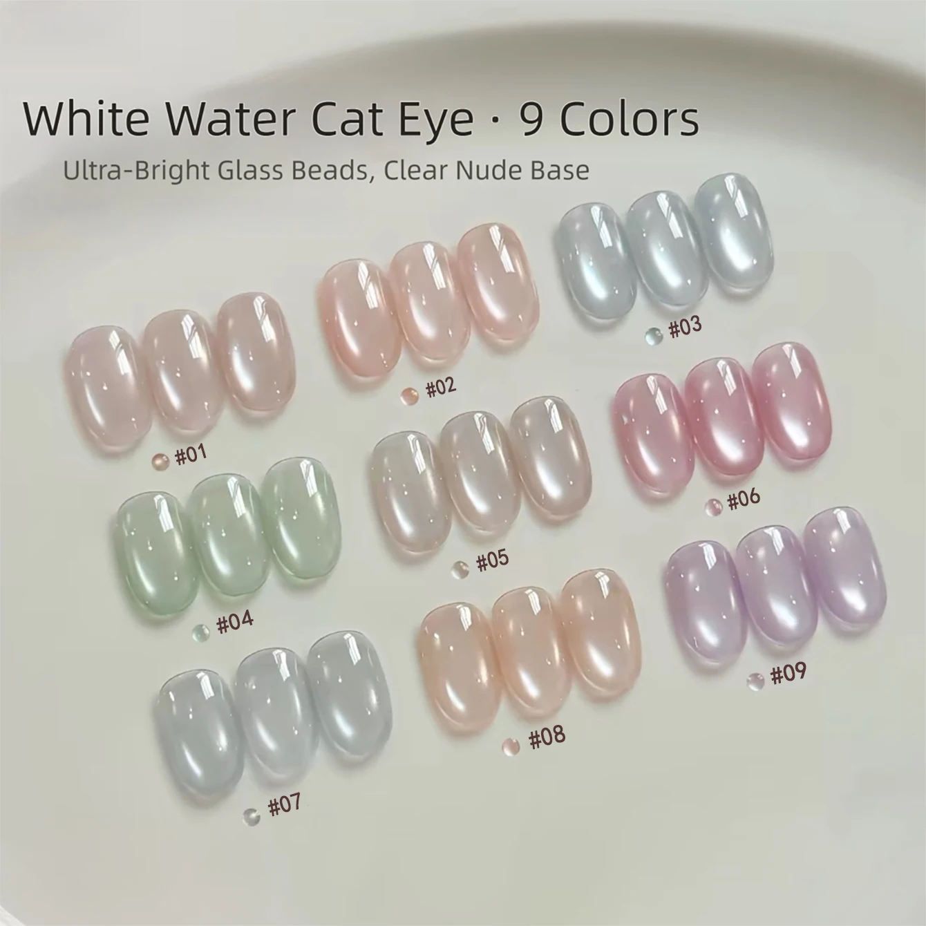 MIANEL 2026 Vernis Gel Effet Œil de Chat Crème Transparent Glacé Perles de Verre Satinées Poudre Magnétique Fine Blanc Porcelaine Nail Art 1