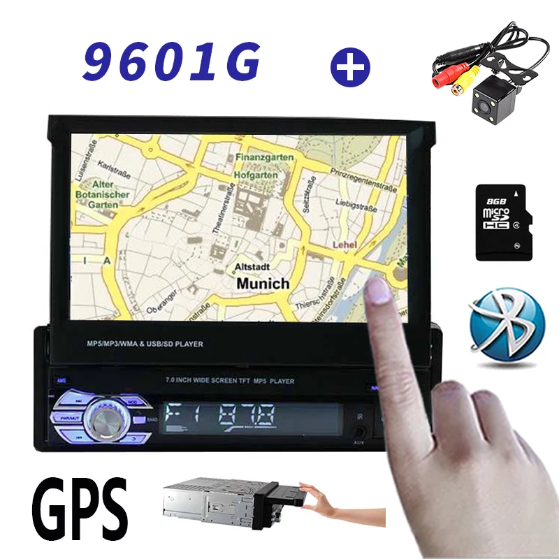 Retractable 1 Din Radio Car Stereo Audio 7 inch MP5 MP4 Player Aux/USB/TF/FM/touch screen/bluetooth 3 languages menu Mirror Link pioneer radio Car Radios