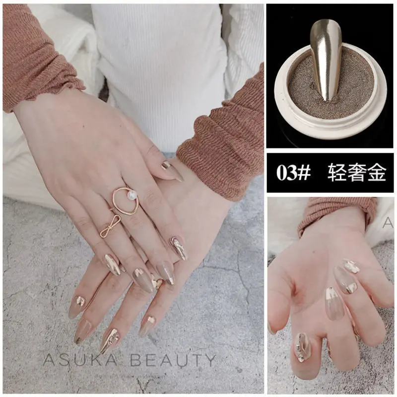 Nail Powder 1/6Jar Rose Gold Metallic Mirror DIY UV Gel