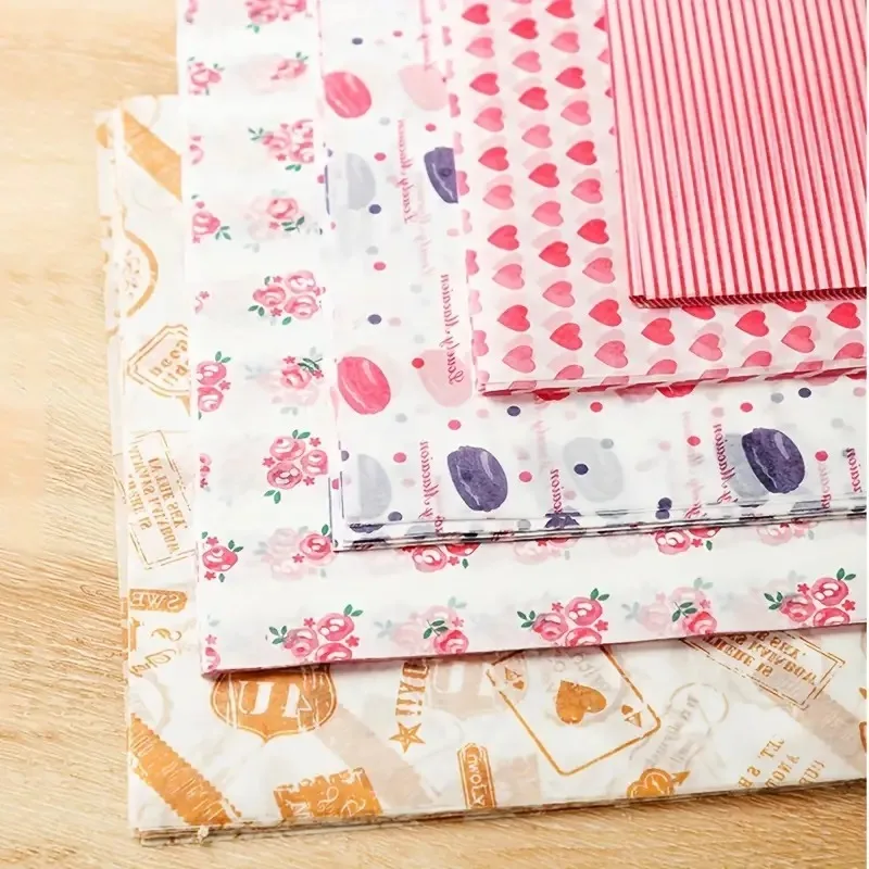 100pcs Colorful Patterned Greaseproof Wax Paper for Food Wrapping – Baking, Sandwich, H... - SKU GWP01811 - UGI Packaging