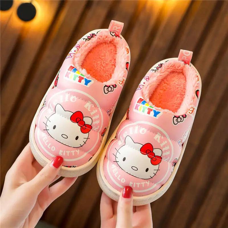 

Hello Kitty Sanrio Slippers Anime Kids Cotton Kawaii Waterproof Cartoon Cute Warm Home Plush Cotton Slippers Girls Holiday Gifts