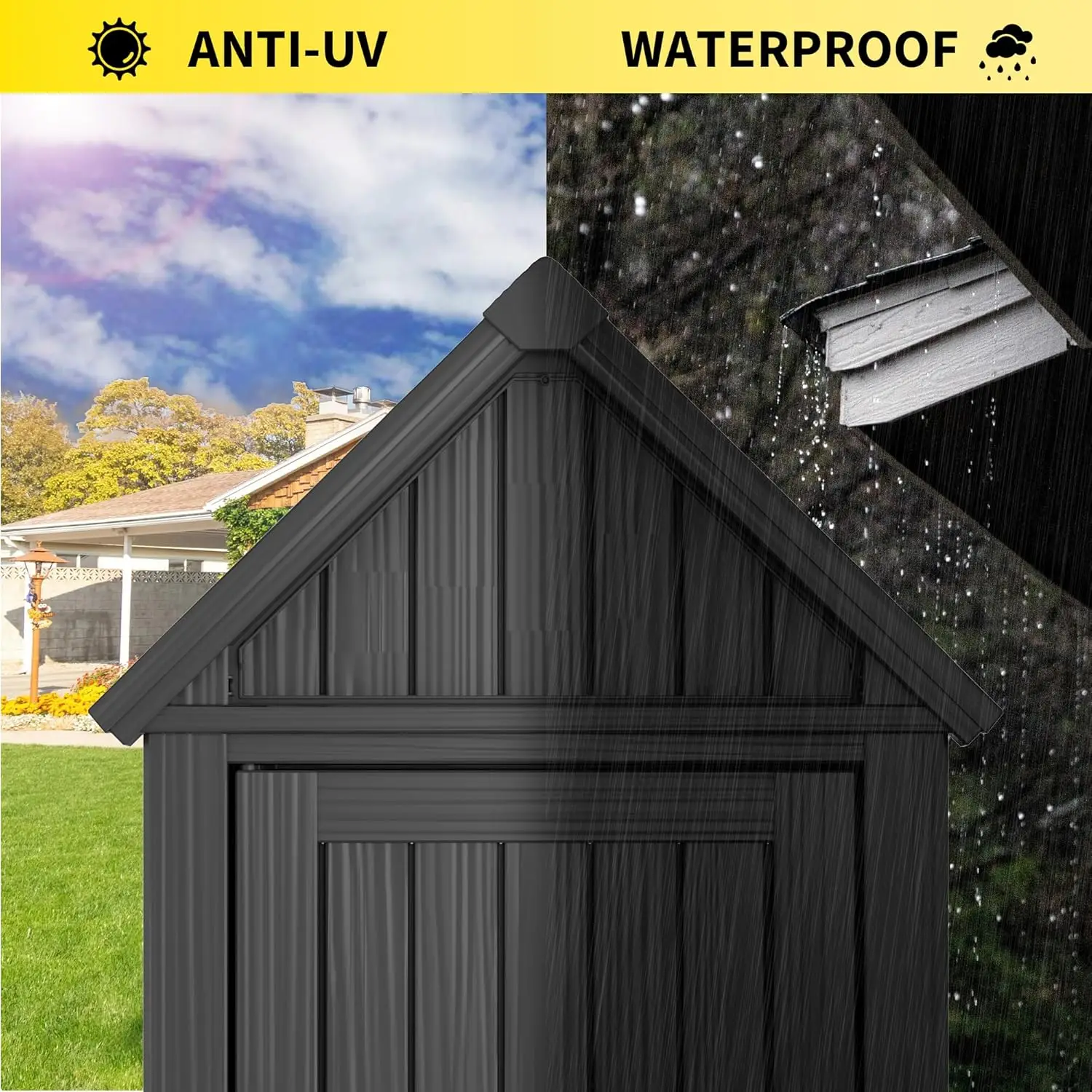 Outdoor Resin Storage Shed, Upgrade Durable Storage Cabinet with Removable Shelves and Lock Ring