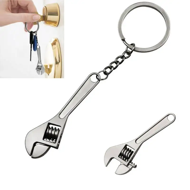 Creative Mini Wrench Style Metal Key Car Chain Adjustable Universal Spanner Silver Compact Keychain Car Repairing Tools Gift