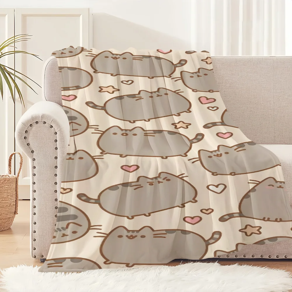 Cute Cartoon Cat Blanket Soft Plush Nap Sofa rug for Living Room Warm Office Bedroom Birthday Home Pusheens-S Travel Kid Gifts 6
