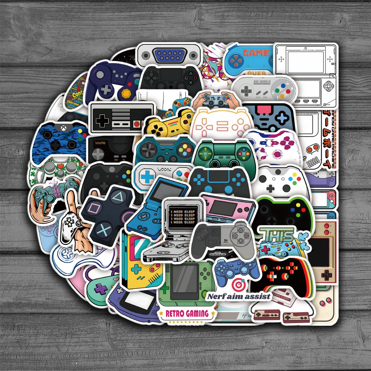 50Pcs Vintage Video Game Joypad Stickers for Laptop Skateboard Motor Bike Car Fridge Guitar Waterproof Sticker Pack Classic Toys 50pcs modern art stickers aesthetic laptop luggage fridge guitar phone skateboard scrapbook waterproof sticker classic toy