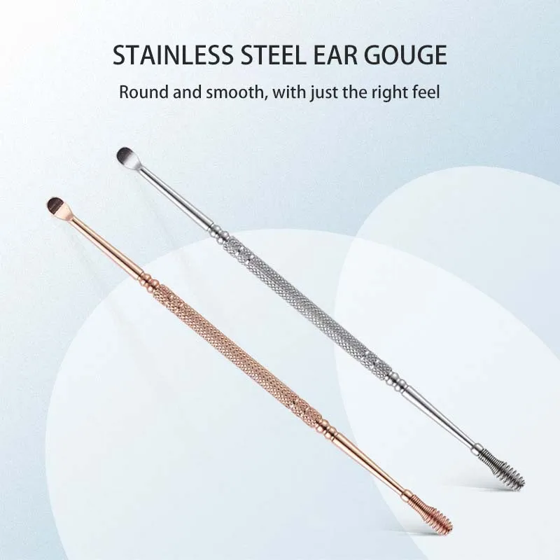 Rose Gold Stainless Steel Ear Pick Ear Wax Cleaner Earwax Digging Tools Spiral Ear Scoop Curette Spoon Care