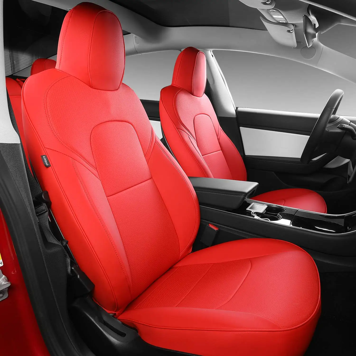 Car Seat Cover PU Leather Cover All Season Protection for Model 3 Model Y