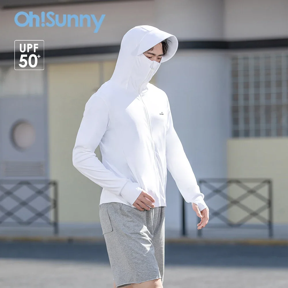 OhSunny Men Sun Protection Cooling Coats Big Brim Sunscreen Anti-UV UPF50+ Jacket with Hooded Light Breathable Quick Dry Outdoor ohsunny new women sun protection jackets with bear ears anti uv skin coat upf50 quick dry hoodie summer outdoors clothing