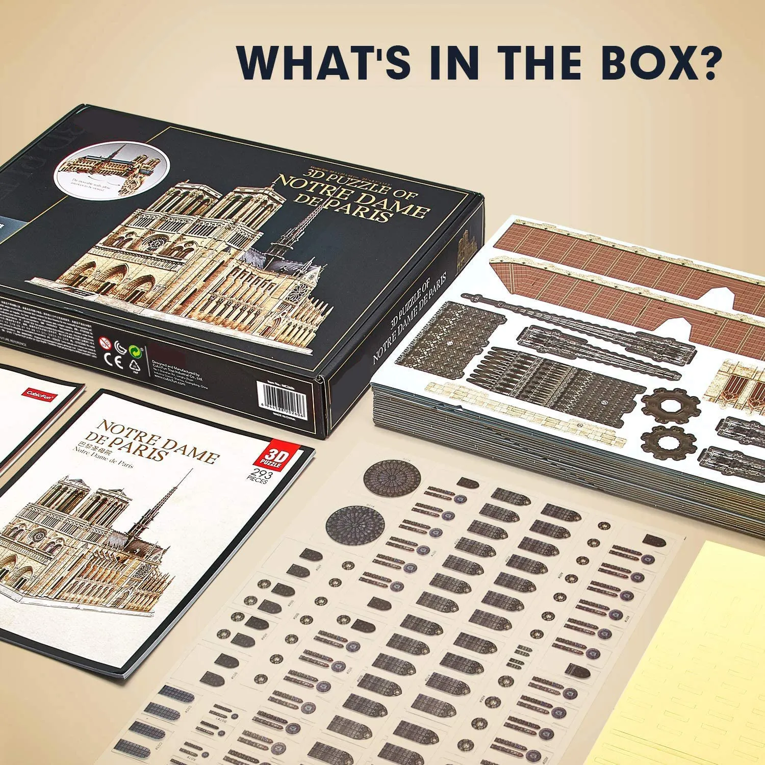 3D Puzzle for Adults Moveable Notre Dame de Paris Church Model Kits Large Challenge French Cathedral Brain Teaser 3