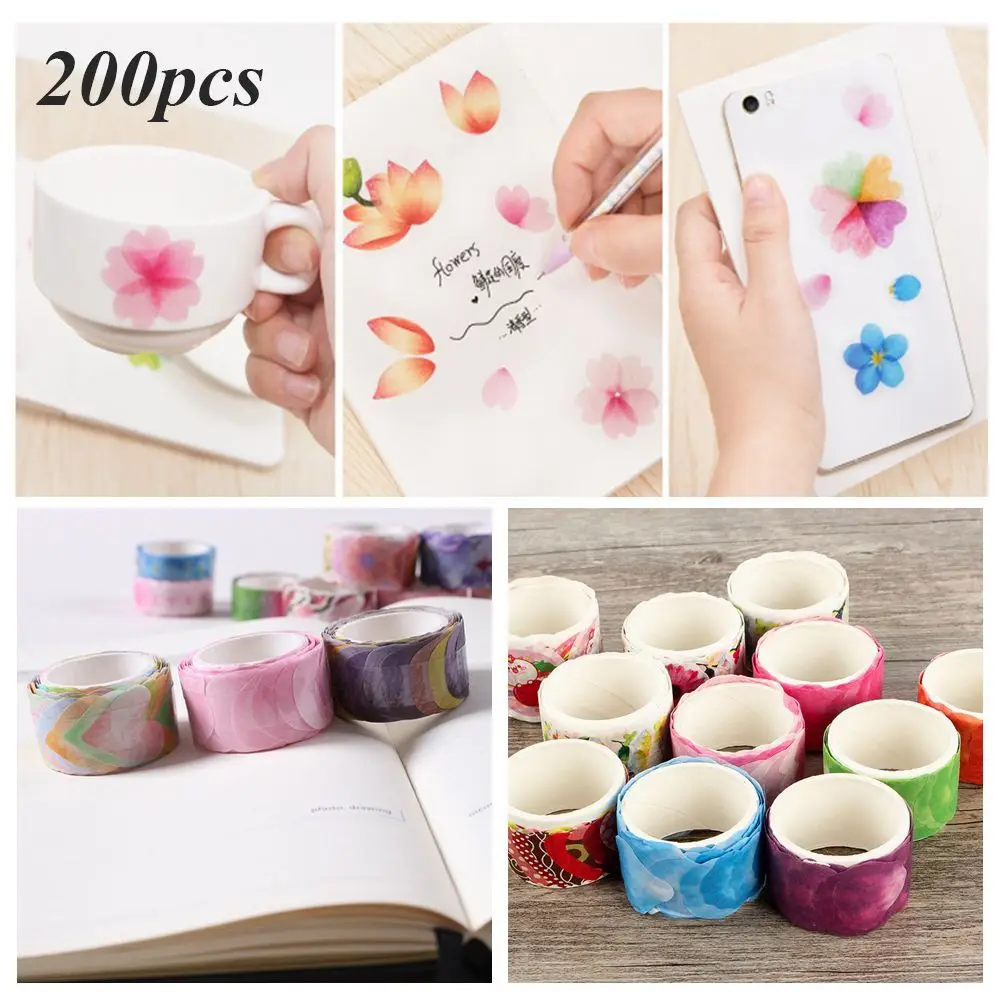Colorful Masking Tape Flower Petals for Scrapbooking