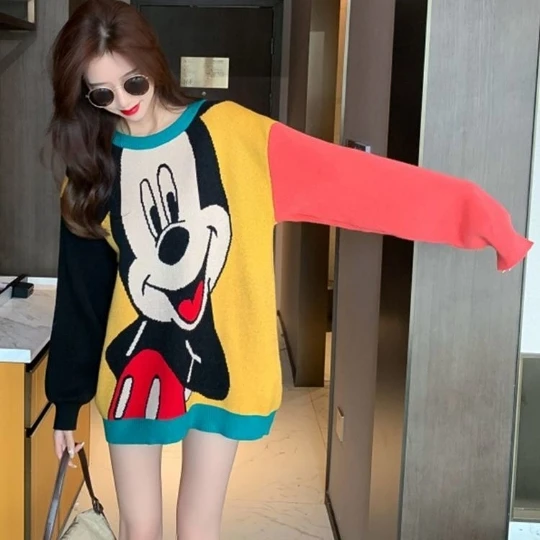 

Cartoon Girl Pullover Girl Woman Cute Women Sweater V-Neck Knit Tops Tight Women's Sweaters Fall Spring Top Coat Cloth Suétere