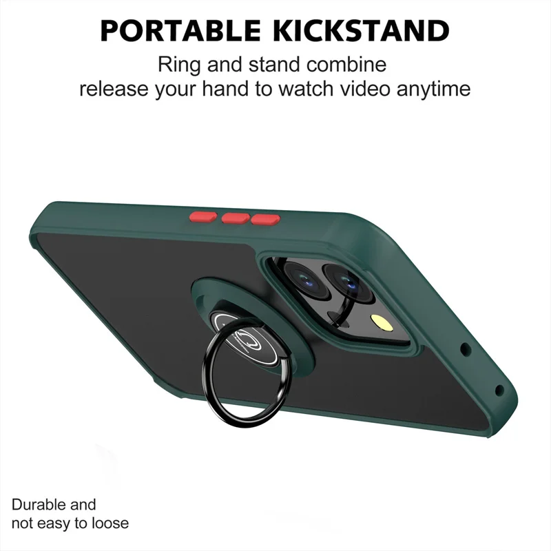 Armor Shockproof Matte Case with Ring Stand and Magnetic Holder