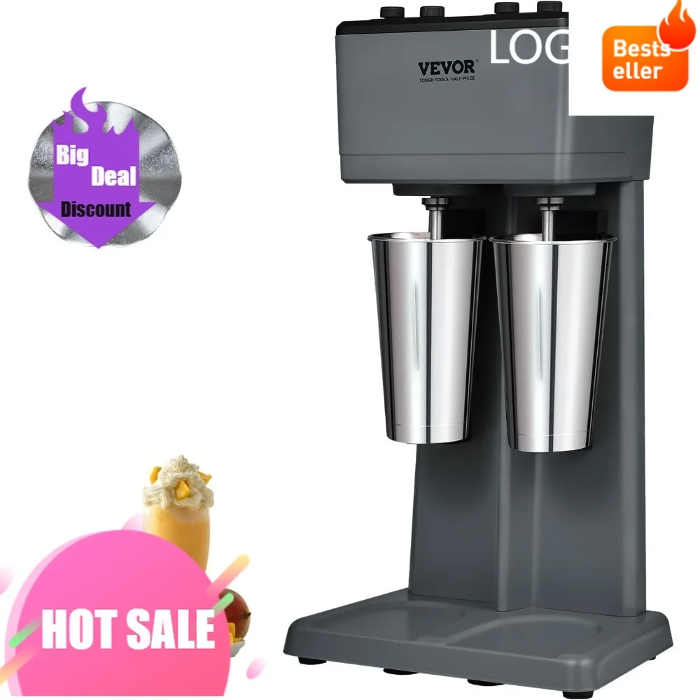 Dual Motor 375W Electric Milkshake Blender, 3-Speed Drink Mixer Machine