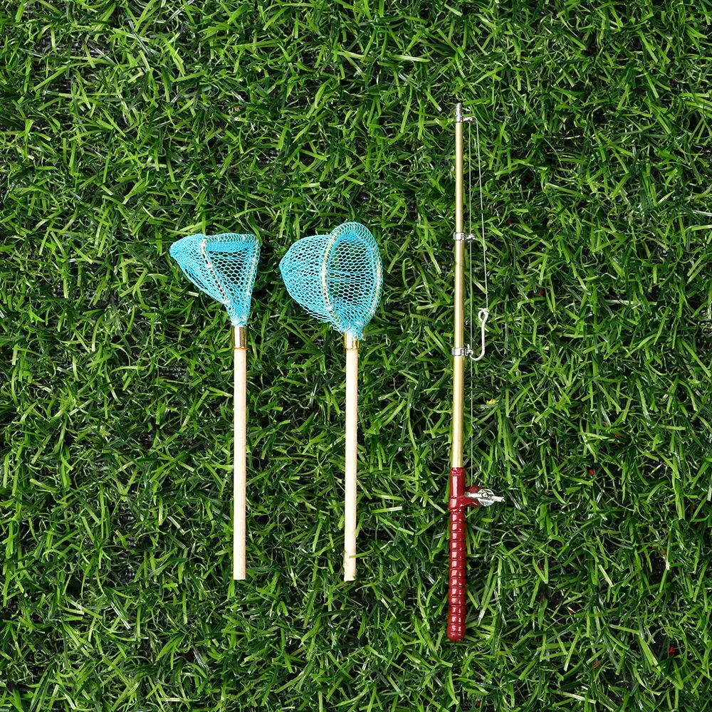 1:12 Scale Miniature Fishing Rod Fish Pole Trammel Net Dollhouse Decoration Doll Accessories Scene Model Micro Landscape 5