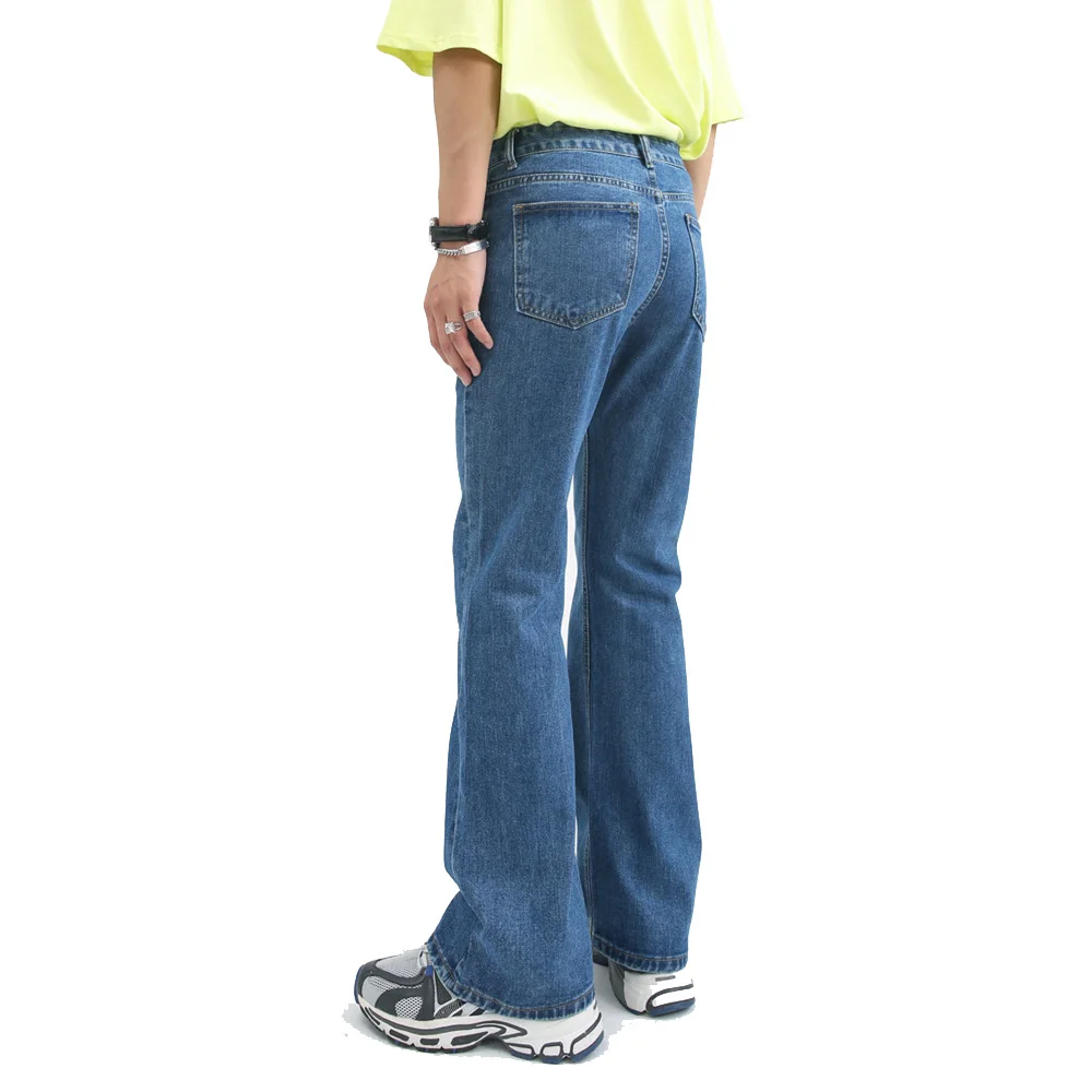 Male Japan Korea Style Vintage Denim Trousers Pant Men High Street Hip Hop Casual Hole Small Flare Jeans Pant 5