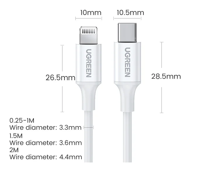 UGREEN 20W PD MFi USB C to Lightning Cable iPhone 14 13 Pro Max Type C Fast Charging Data Cable for iPad Phone Charge Cable