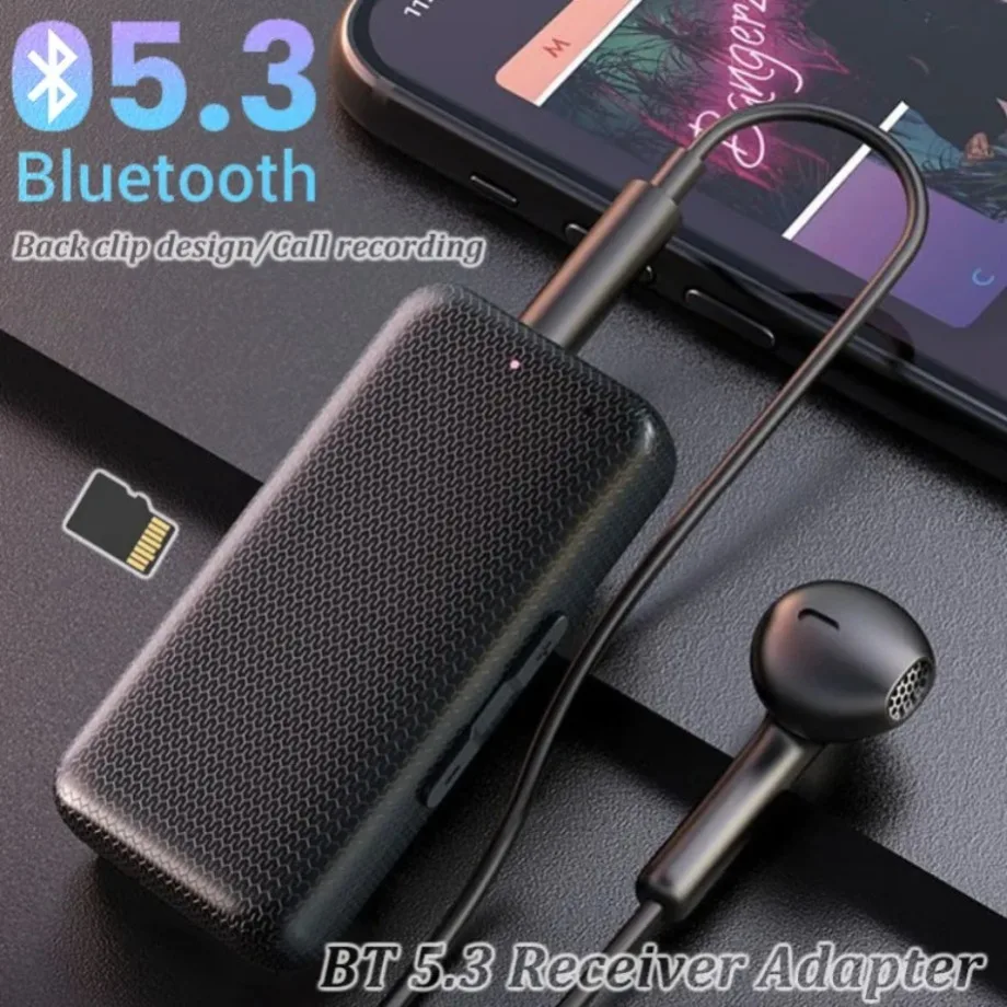 Carro Receptor Adaptador Bluetooth 5.3 Chamada 3.5 mm Aux Jacks Áudio Lossless Music Receiver Chamada Hands Gravação Suporte tf Cartão