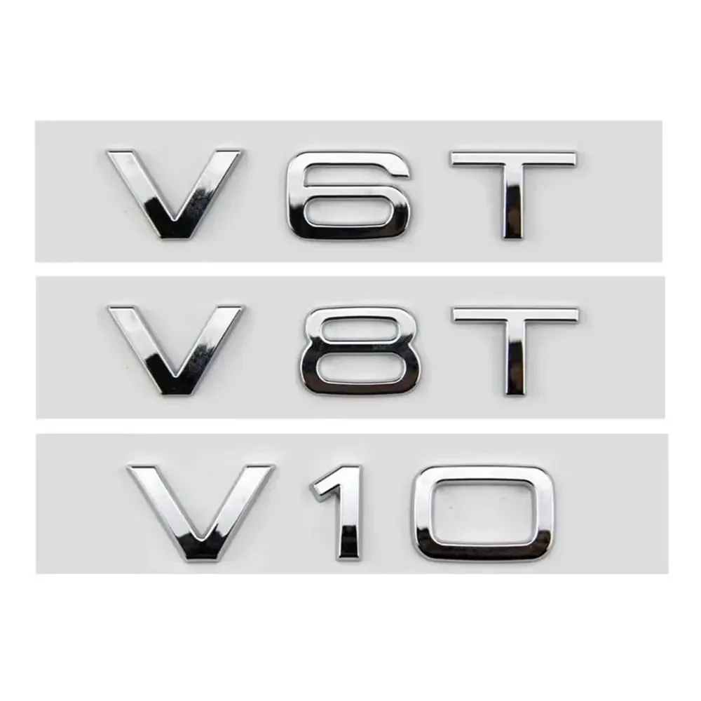 3D ABS Chrom Schwarz Logo V6T V8T V10 Emblem Auto Kotflügel Seite Abzeichen Aufkleber Für A4L A5 A6L A7 S4 S5 Auto Aufkleber Zubehör – Detail 3