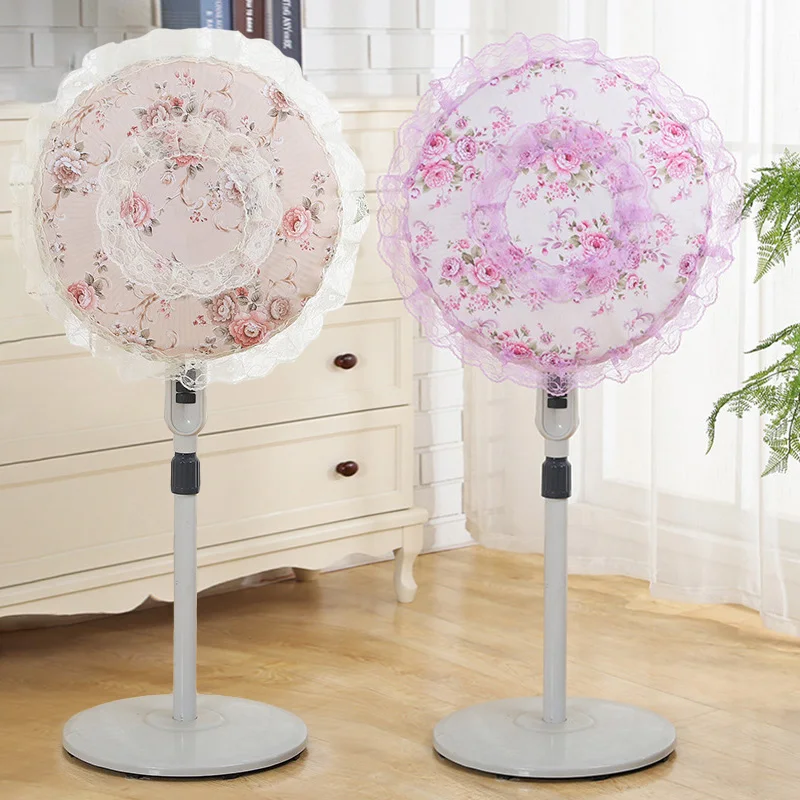 Round Eletric Fan Dustproof Cover Universal Standing Fan Floral Cover Anti-pinching Finger Protector Case Household Decorative
