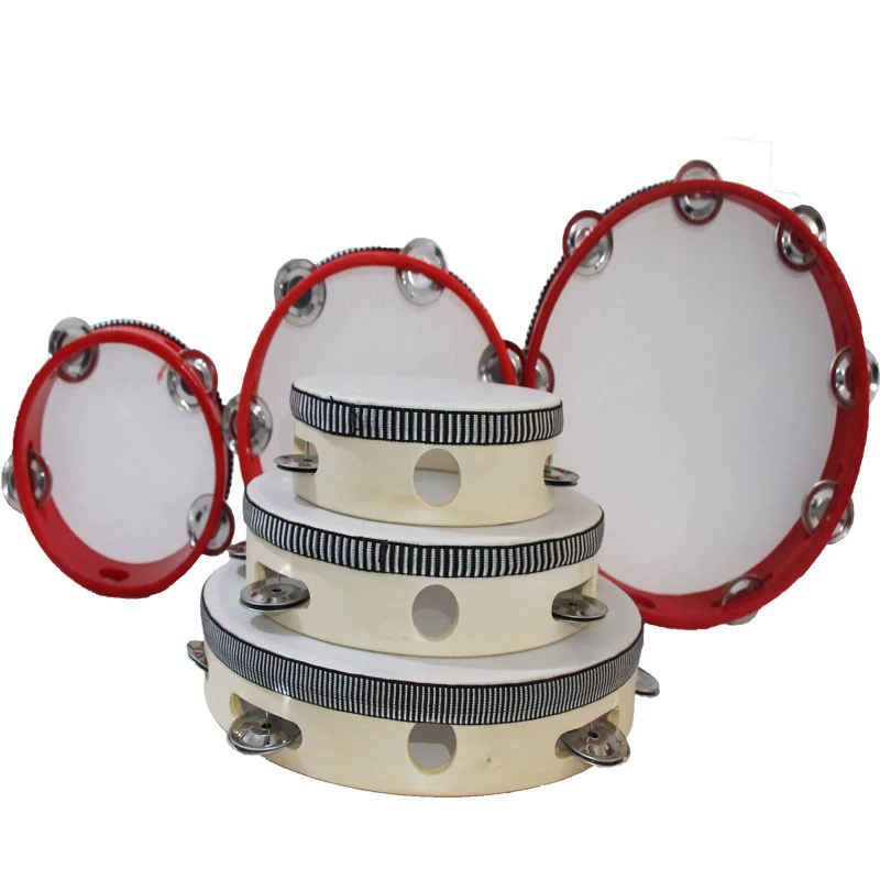 4/6/8/10 Inches Tambourine Sheepskin Tambourine Wooden TambourinePercussion Instruments Suitable For Enlightenment Education