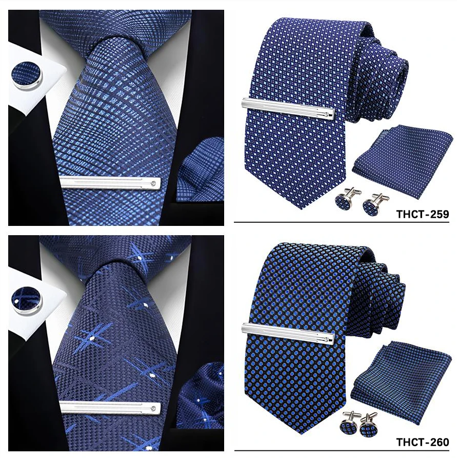 Top Qualität Elegante Krawatten Set Hanky Manschettenknopf Krawatte Clips Business Krawatte Für Männer Hochzeit Formale Gravata Anzug Zubehör Herren Geschenk – Detail 39