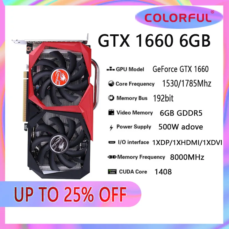 video card for gaming pc Colorful Raphic Card GeForce GTX 1650 1660 1660TI 1660S SUPER 4GB 6GB Video Cards GPU GDDR5 GDDR6 Desktop CPU Motherboard best graphics card for pc