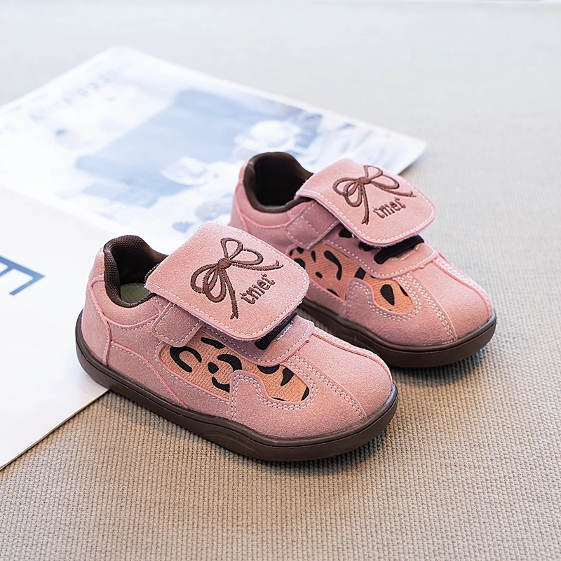 Girls Leopard Print Soft Sole Sneakers